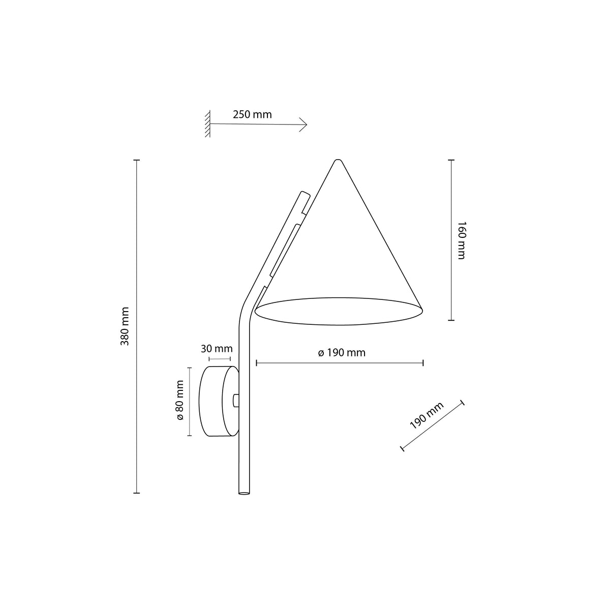 Aplică TK Lighting Cono 1, negru, 10041