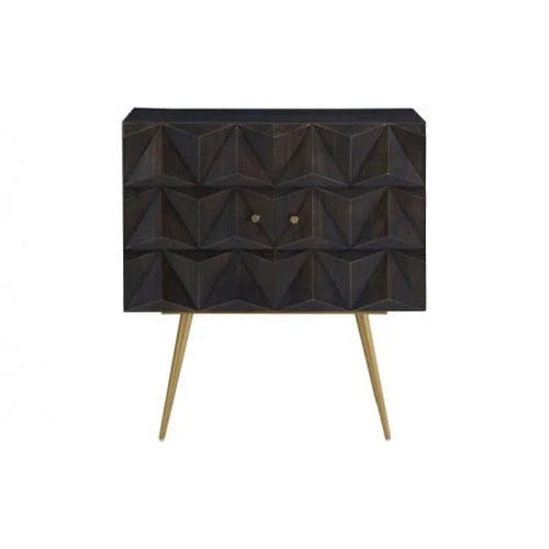 Comoda Bruxelles, lemn masiv/ MDF/ PAL, maro inchis, 80 x 42,5 x 85 cm