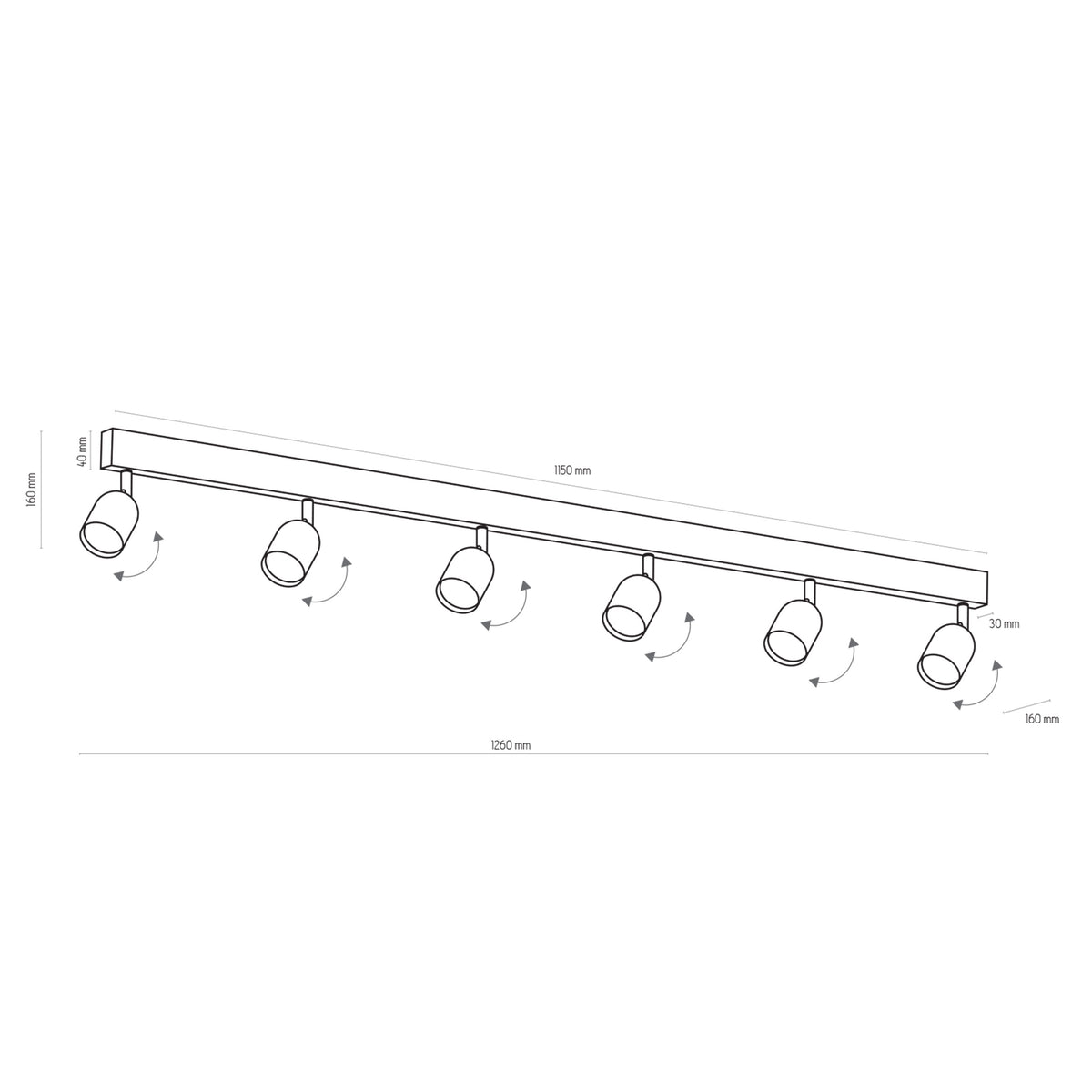 Plafonieră TK Lighting Top 6, negru, 6 x GU10, 1019