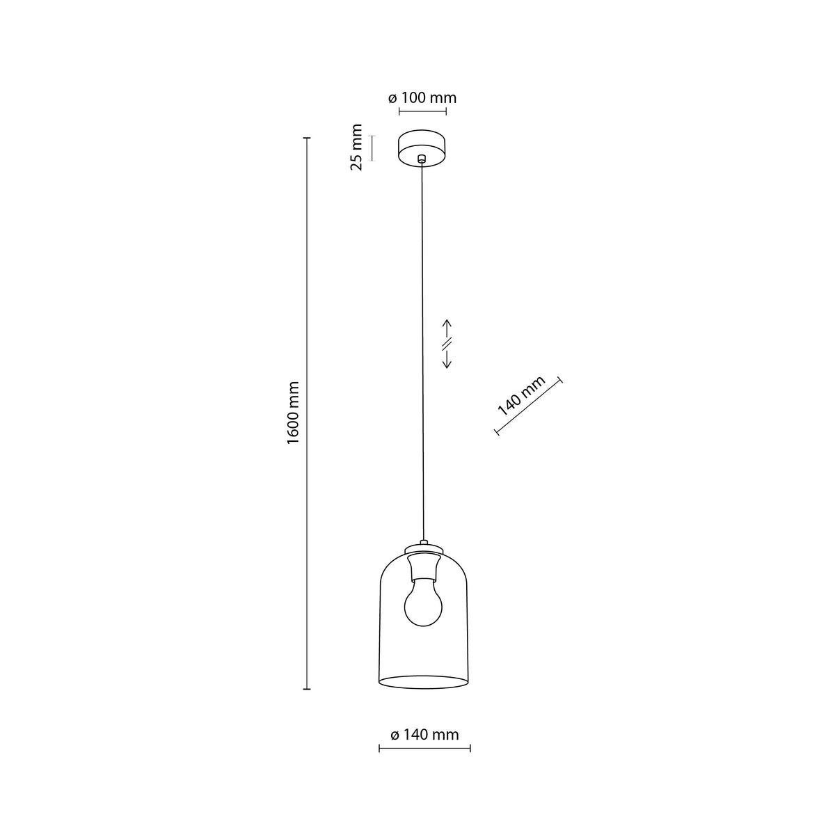 Pendul TK Lighting Molly 1, galben, 10297