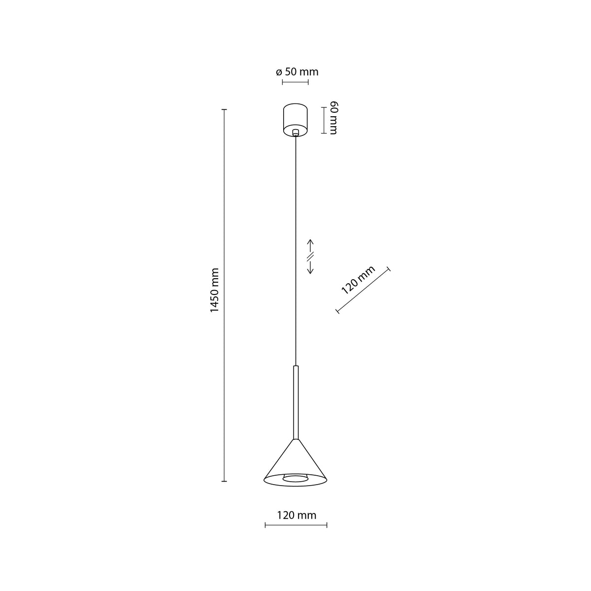 Pendul TK Lighting Cono 1, negru, 10304