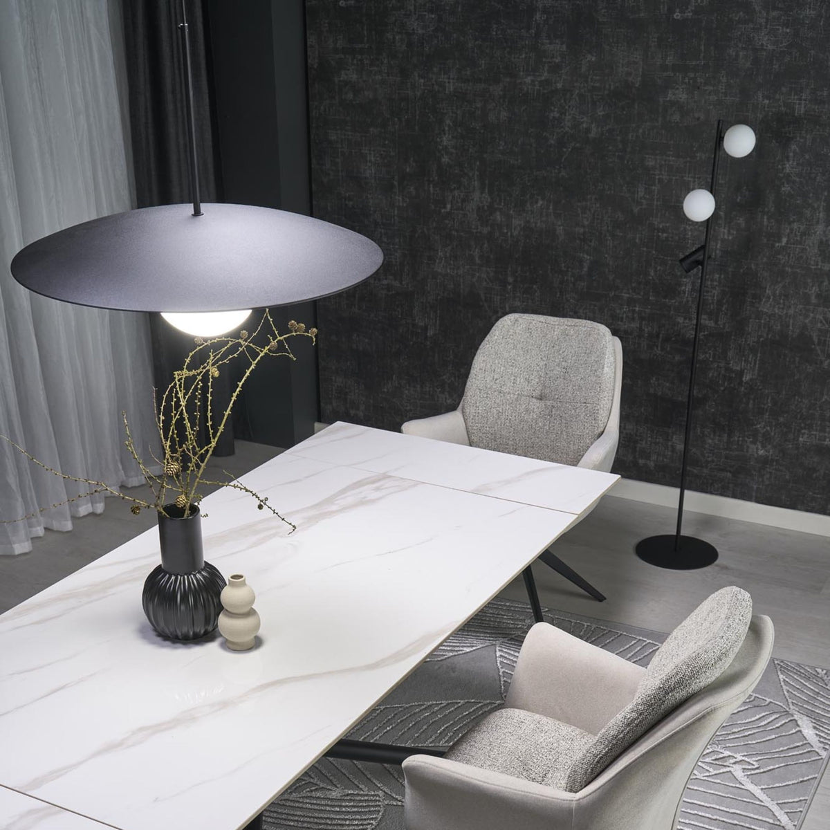 Pendul TK Lighting Slate Glass, negru, 10637
