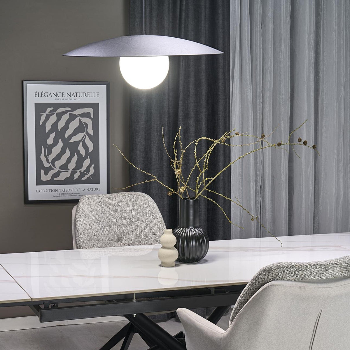 Pendul TK Lighting Slate Glass, negru, 10637