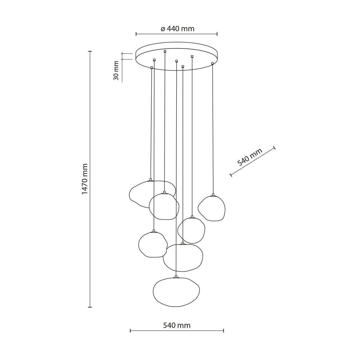Lustră TK Lighting Nebia, nisip, 7 x G9, 10756