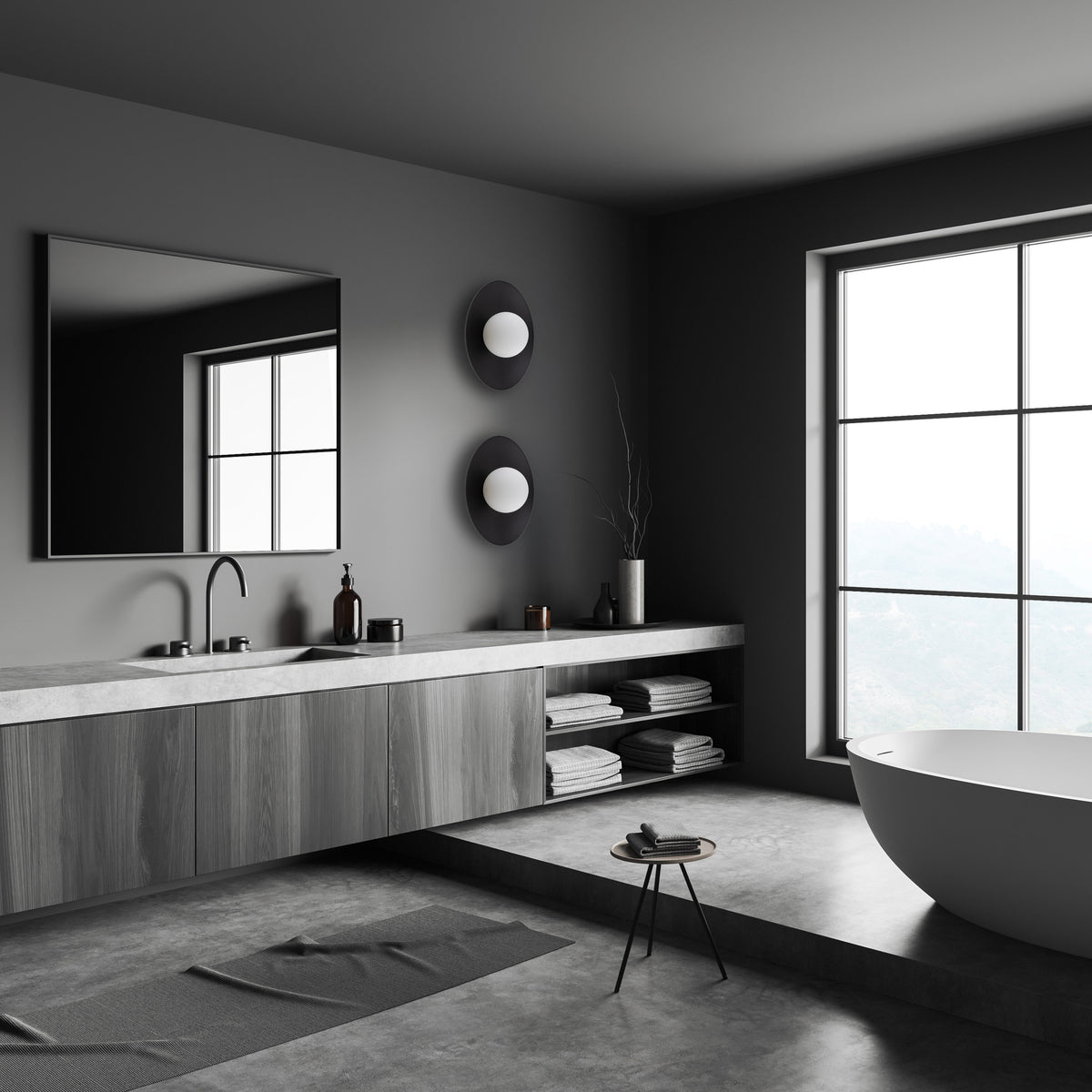 Aplică TK Lighting Slate Glass, negru, 10934