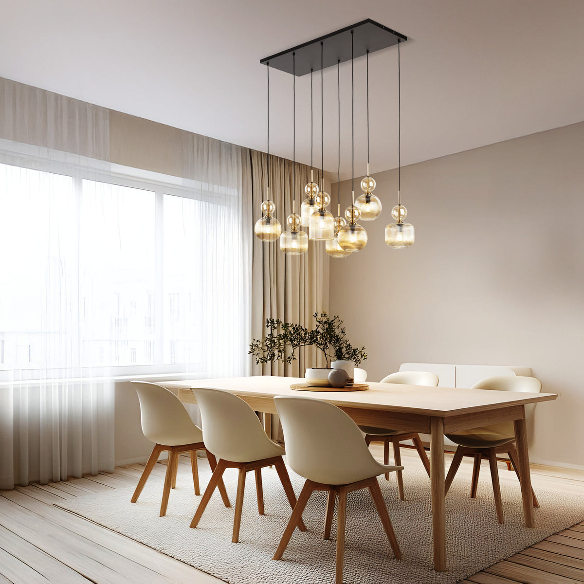 Lustră TK Lighting Sophia, coniac, 8 x E14, 11045