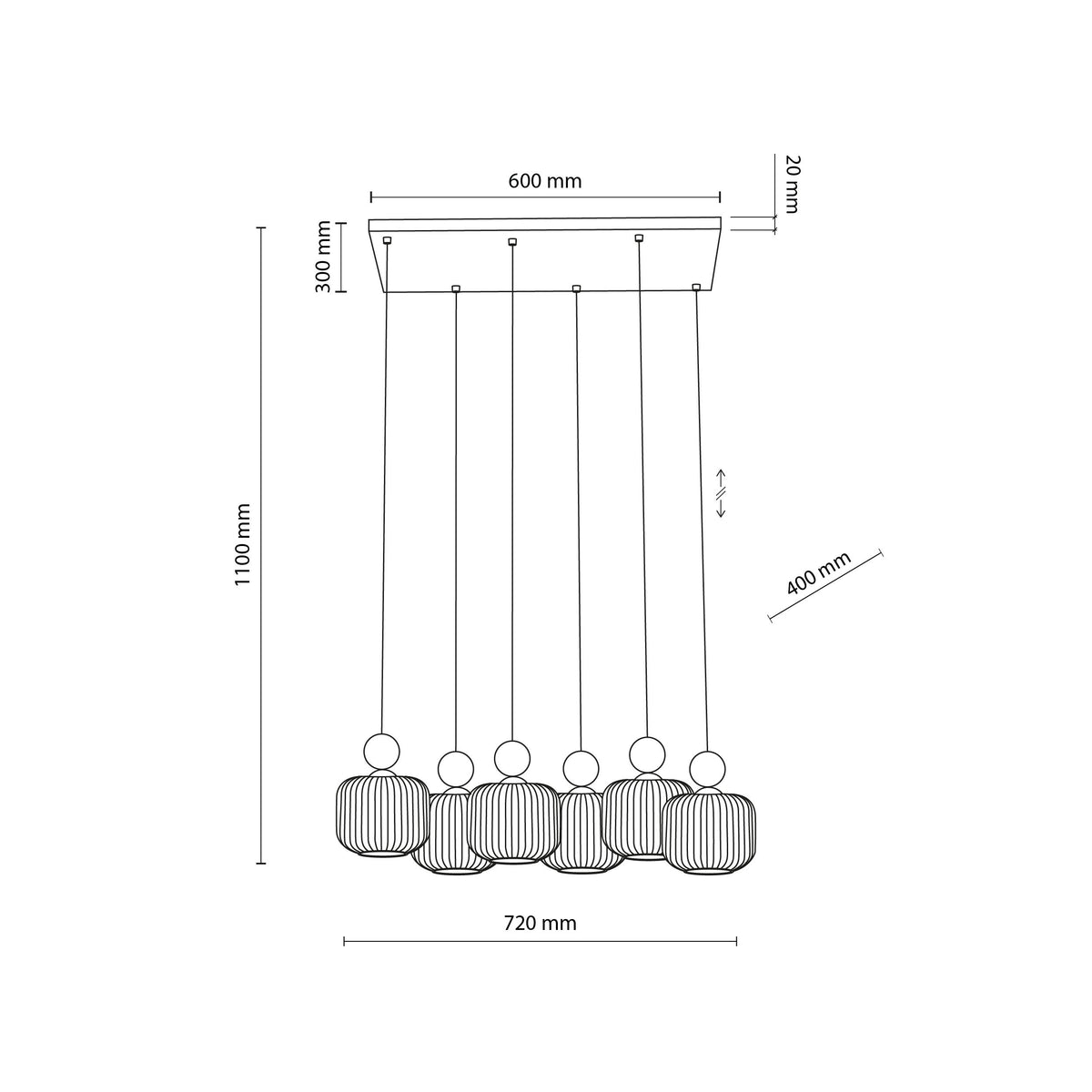 Lustră TK Lighting Ballo, 6 x E14, 11052