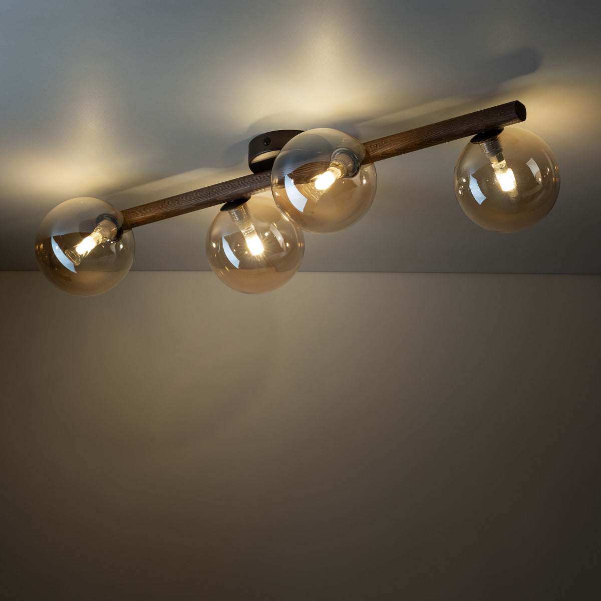 Plafonieră TK Lighting Estera, lemn, nuc, chihlimbar, 4 x G9, 11094
