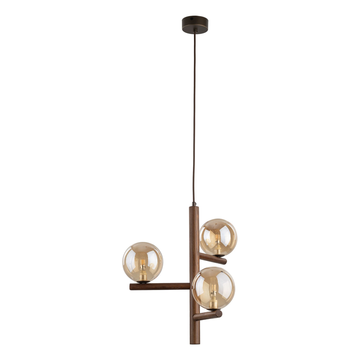 Lustră TK Lighting Estera, lemn, nuc, chihlimbar, 3 x G9, 11095