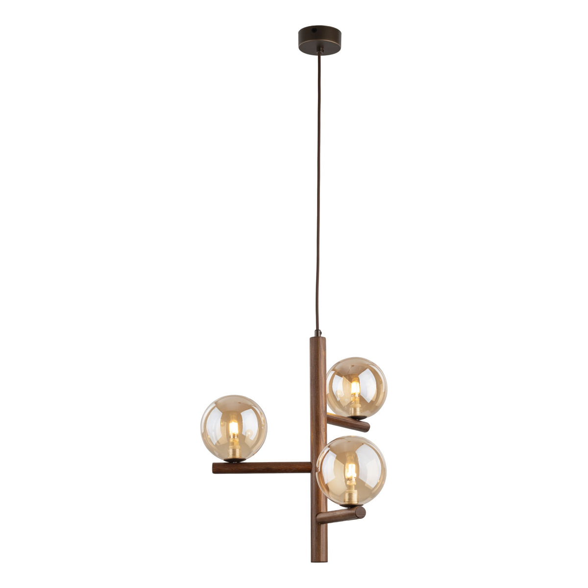 Lustră TK Lighting Estera, lemn, nuc, chihlimbar, 3 x G9, 11095