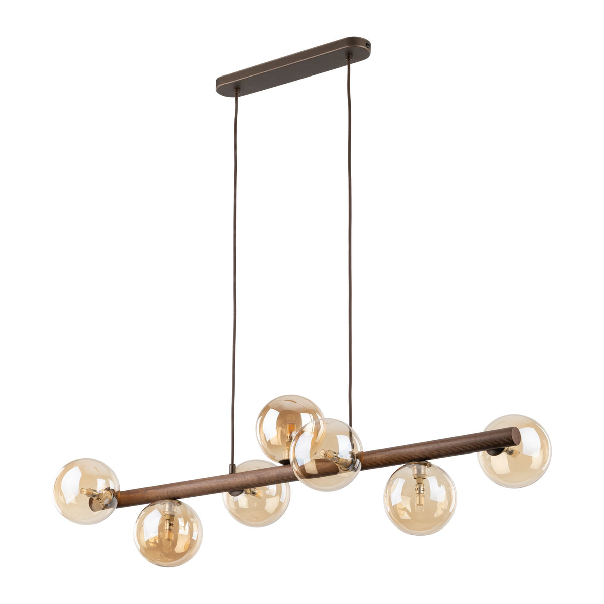 Lustră TK Lighting Estera, lemn, nuc, chihlimbar, 7 x G9, 11096