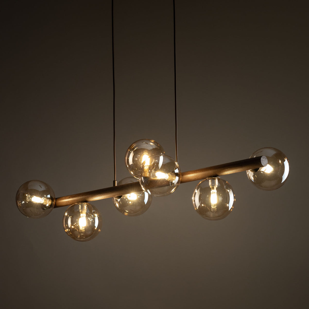 Lustră TK Lighting Estera, lemn, nuc, chihlimbar, 7 x G9, 11096