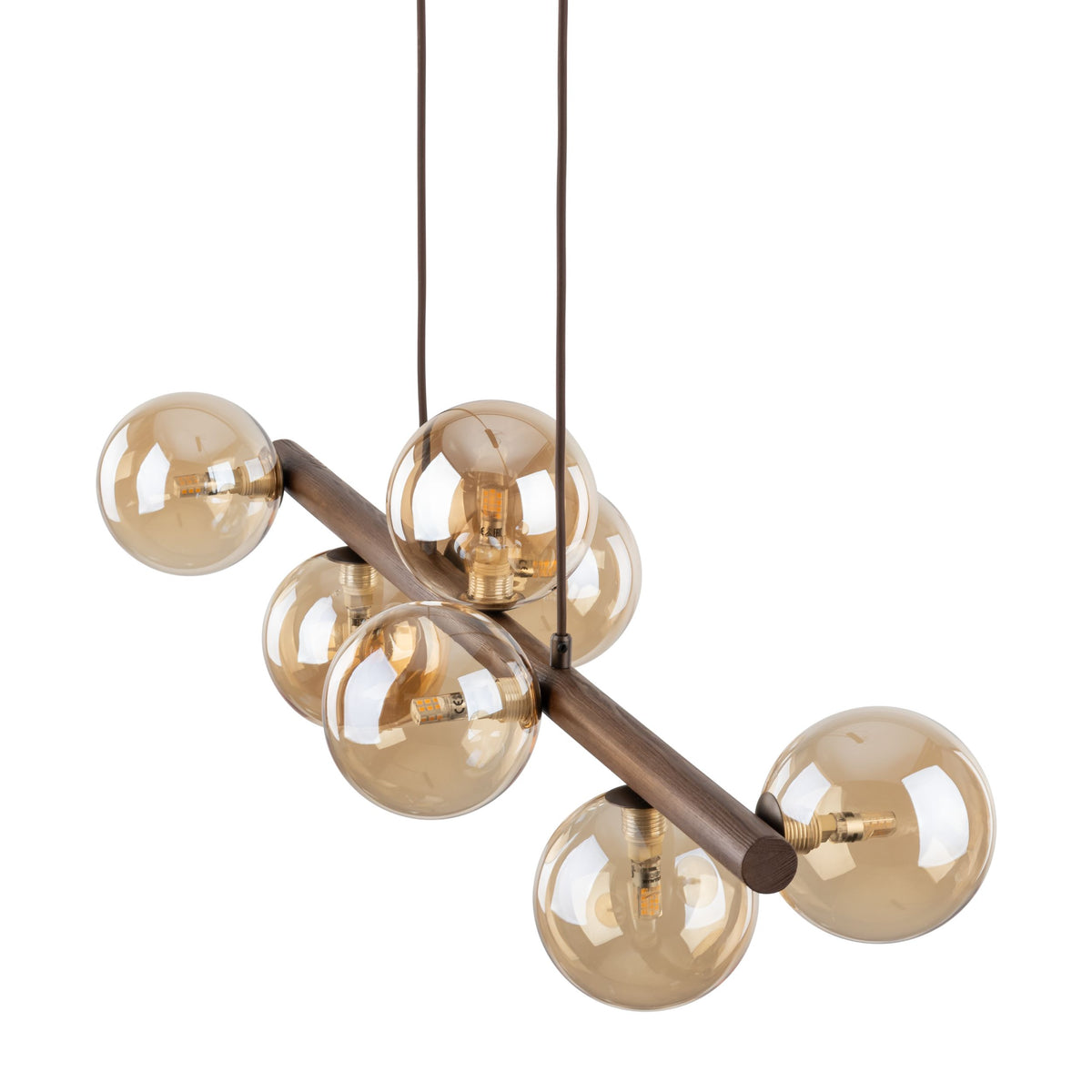 Lustră TK Lighting Estera, lemn, nuc, chihlimbar, 7 x G9, 11096