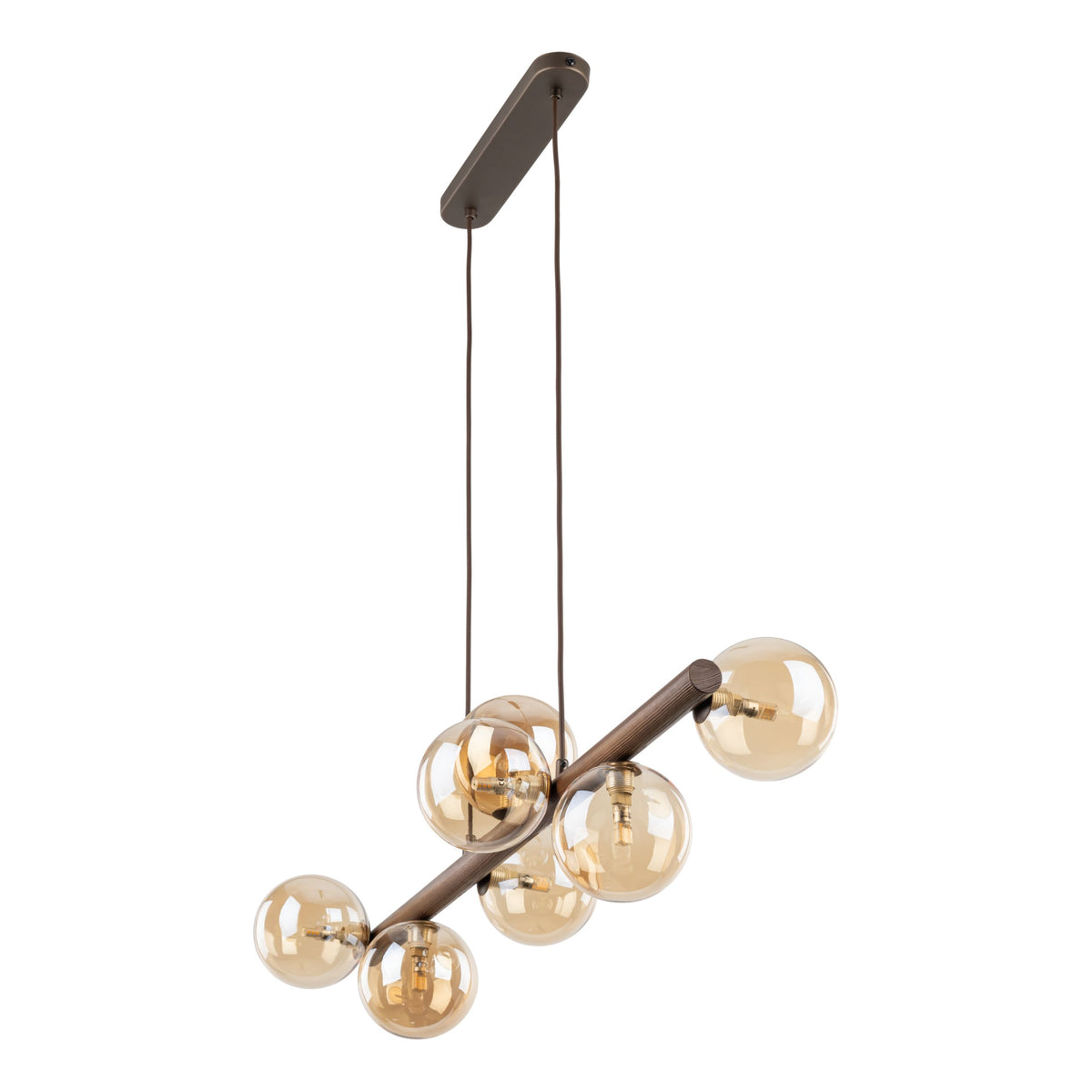 Lustră TK Lighting Estera, lemn, nuc, chihlimbar, 7 x G9, 11096