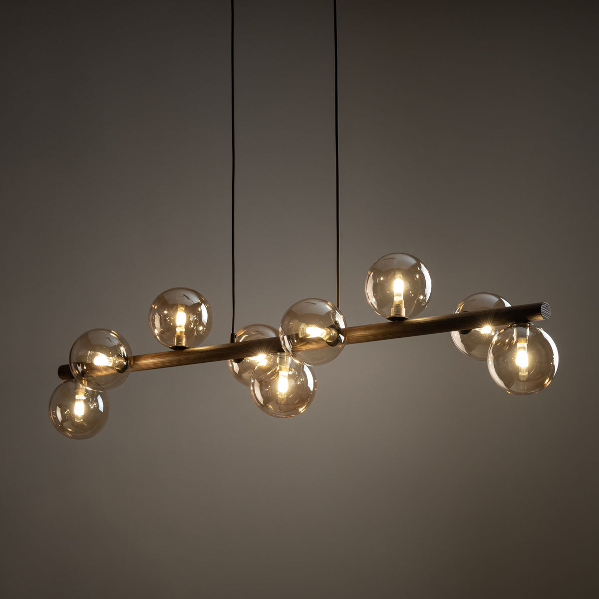 Lustră TK Lighting Estera, lemn, nuc, chihlimbar, 9 x G9, 11097