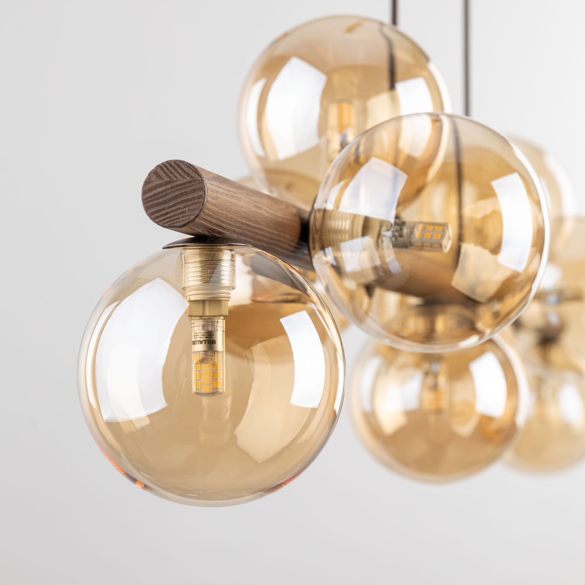 Lustră TK Lighting Estera, lemn, nuc, chihlimbar, 9 x G9, 11097