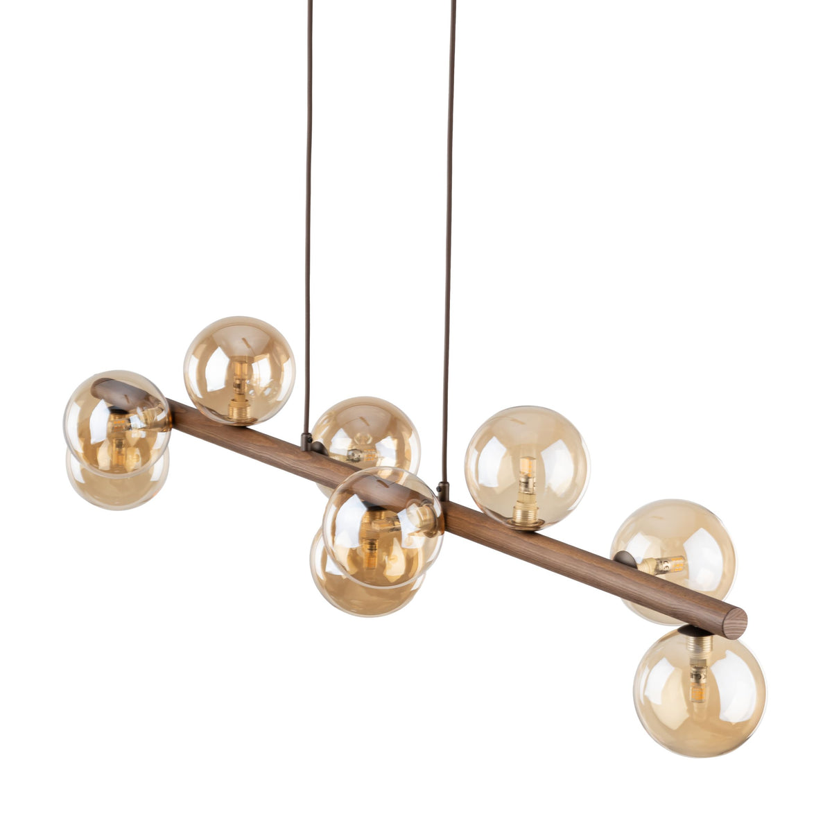 Lustră TK Lighting Estera, lemn, nuc, chihlimbar, 9 x G9, 11097