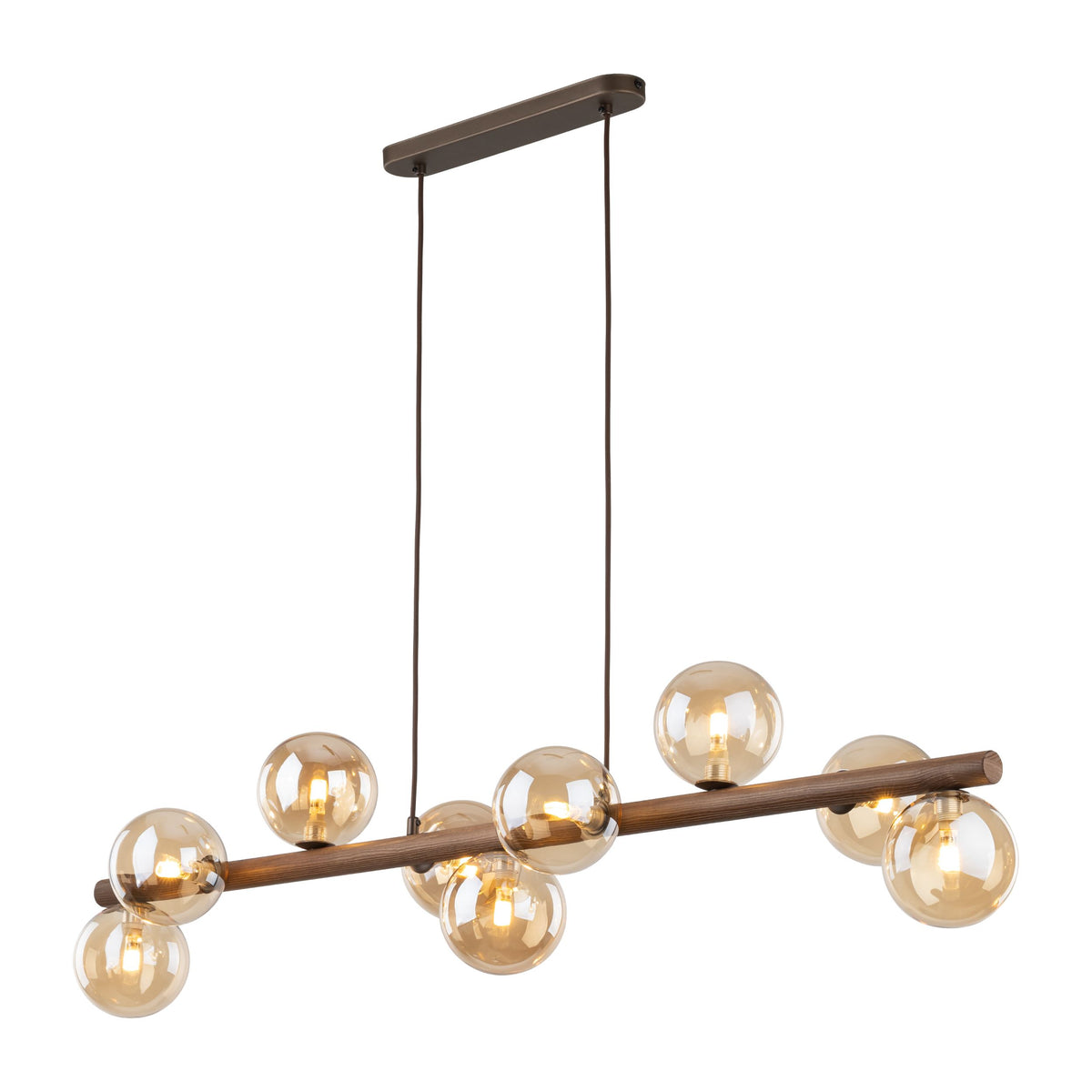 Lustră TK Lighting Estera, lemn, nuc, chihlimbar, 9 x G9, 11097