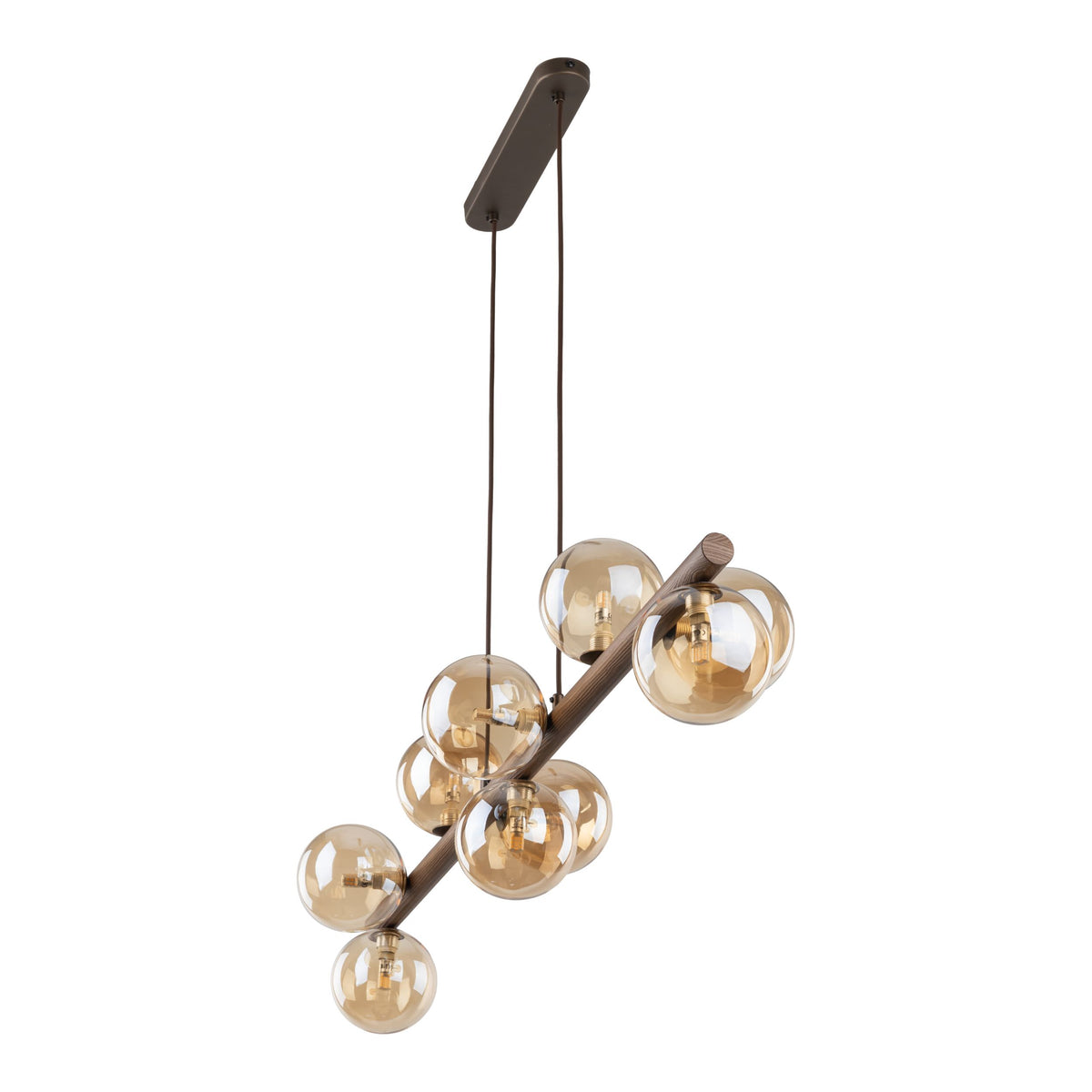 Lustră TK Lighting Estera, lemn, nuc, chihlimbar, 9 x G9, 11097