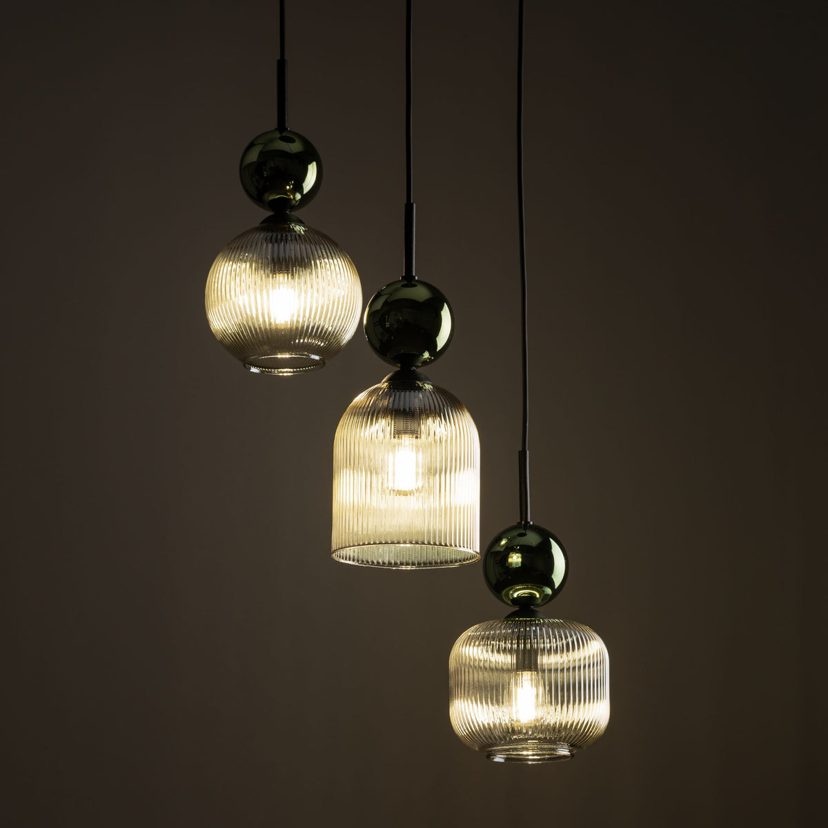 Lustră TK Lighting Sophia, verde, coniac, 3 x E14, 11148