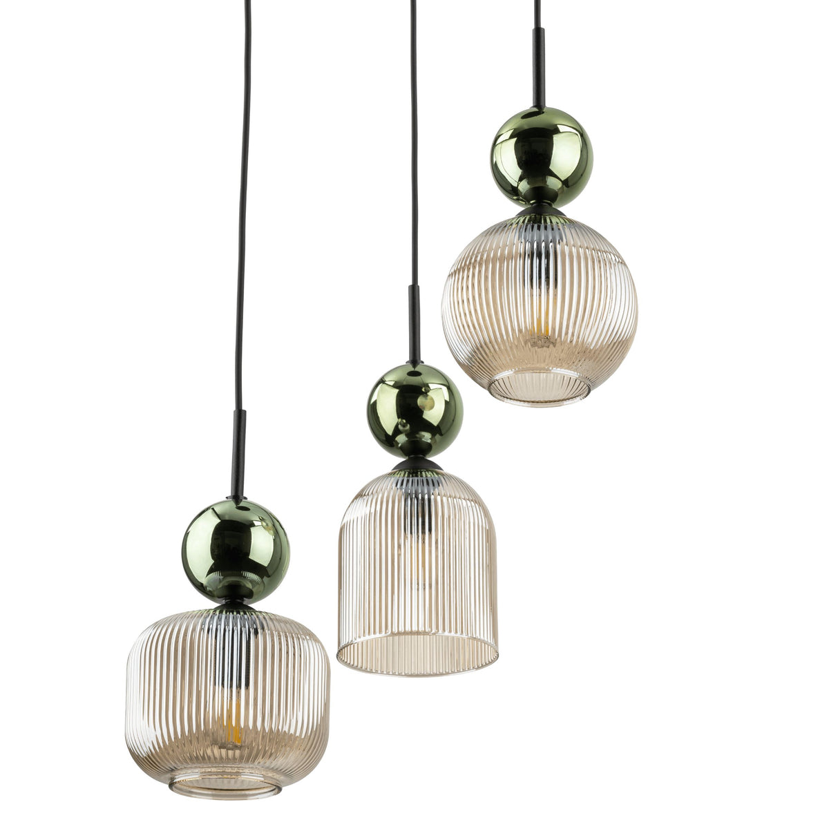 Lustră TK Lighting Sophia, verde, coniac, 3 x E14, 11148
