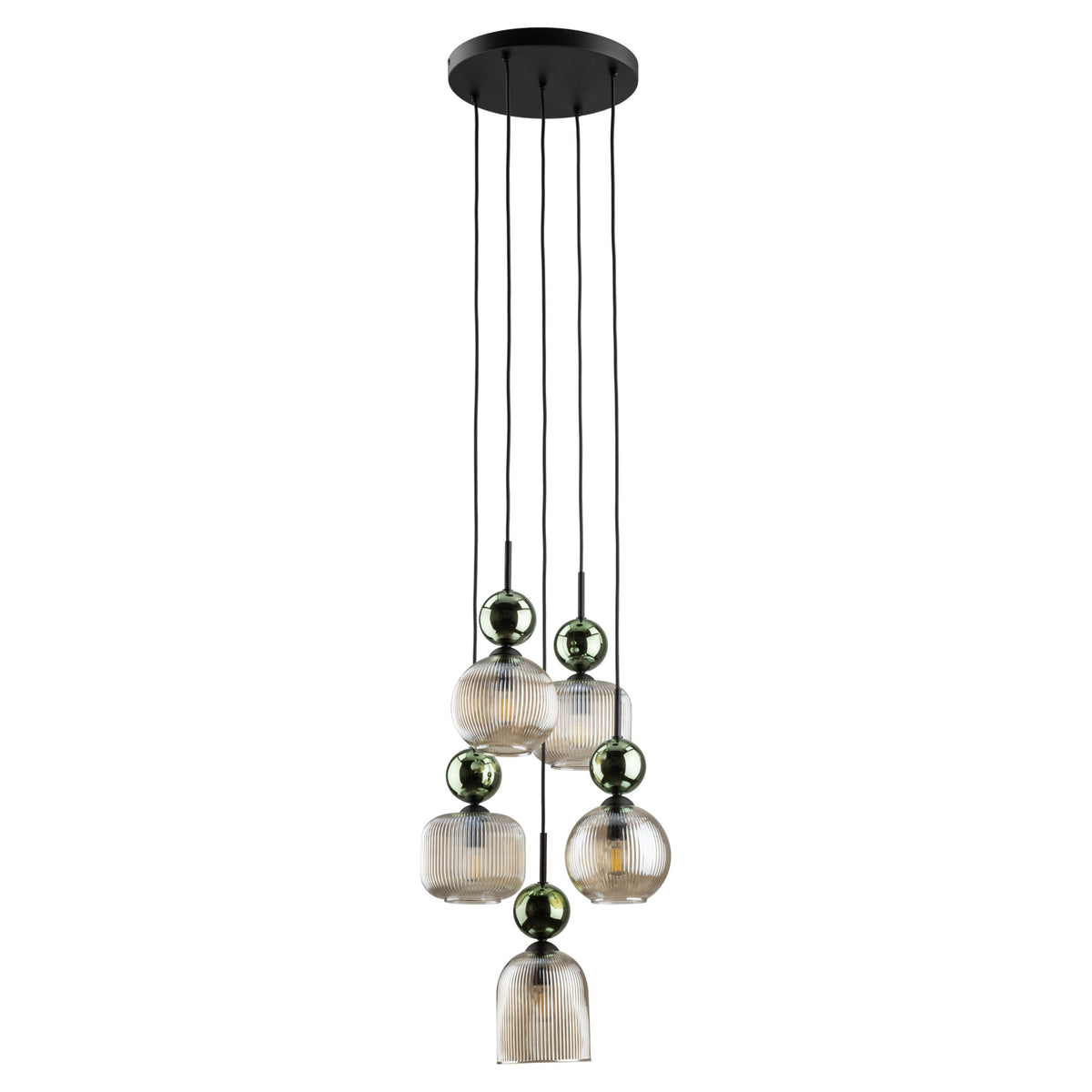 Lustră TK Lighting Sophia, verde, coniac, 5 x E14, 11149