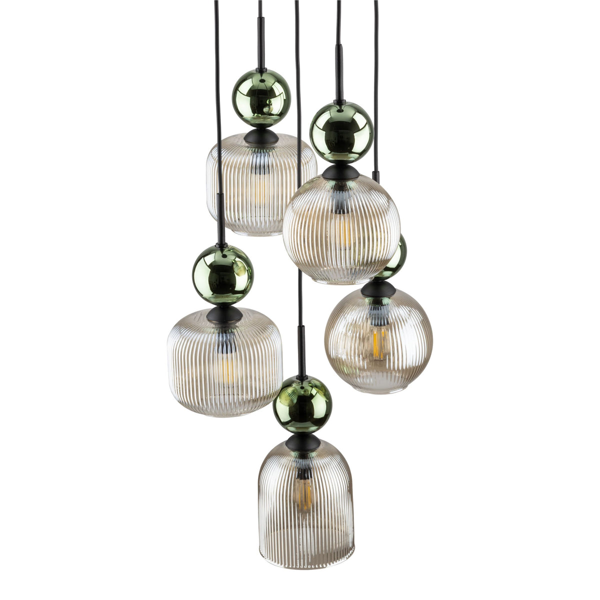 Lustră TK Lighting Sophia, verde, coniac, 5 x E14, 11149