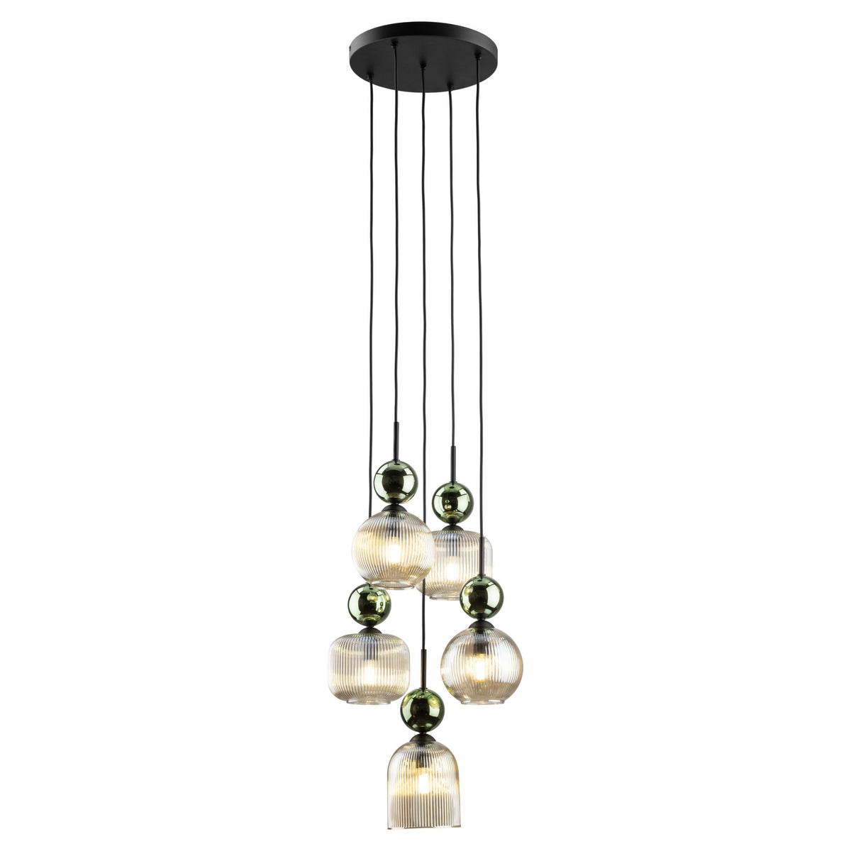 Lustră TK Lighting Sophia, verde, coniac, 5 x E14, 11149