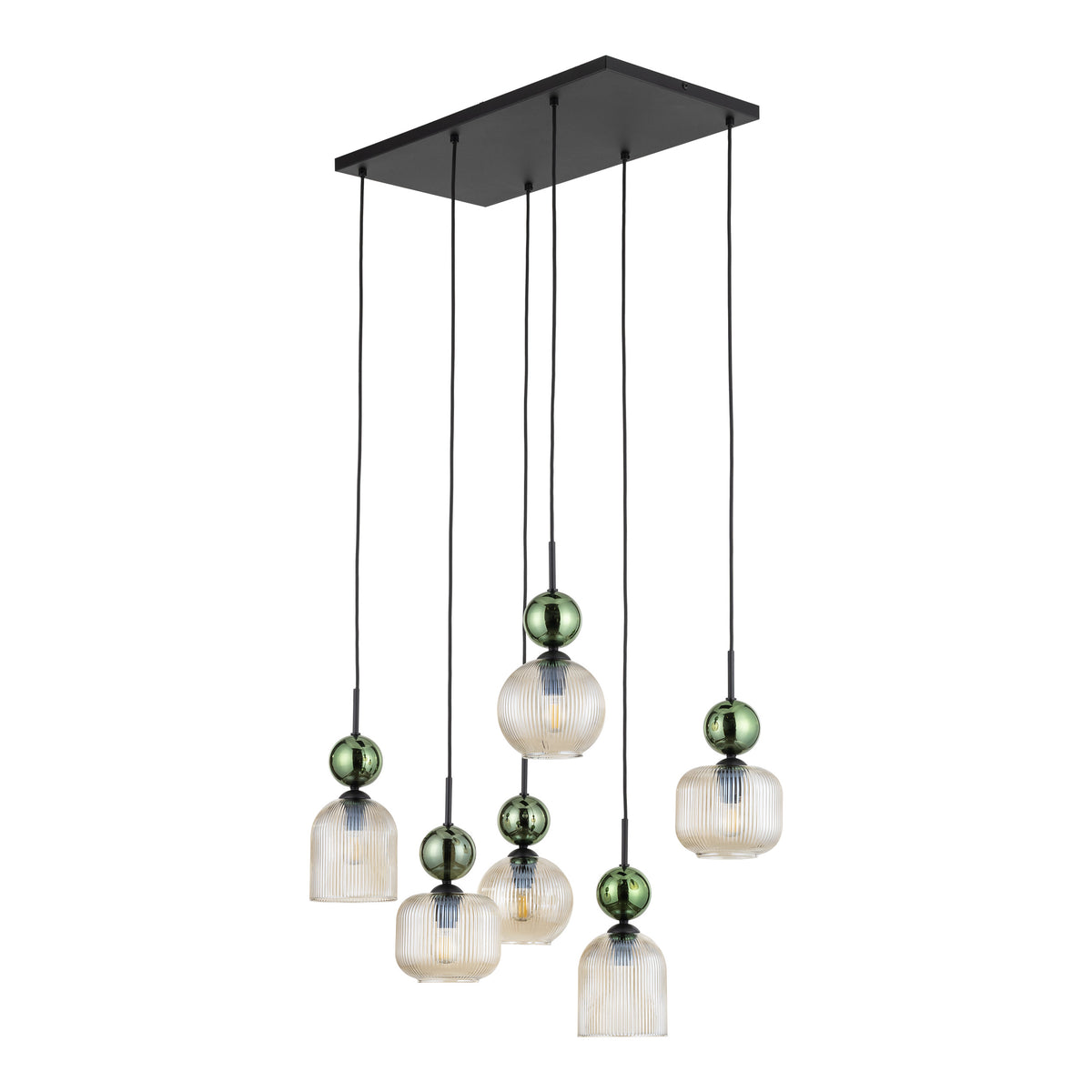 Lustră TK Lighting Sophia, verde, coniac, 6 x E14, 11150