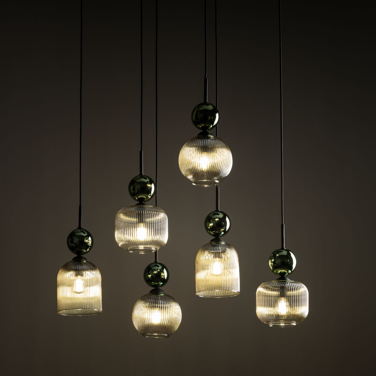 Lustră TK Lighting Sophia, verde, coniac, 6 x E14, 11150