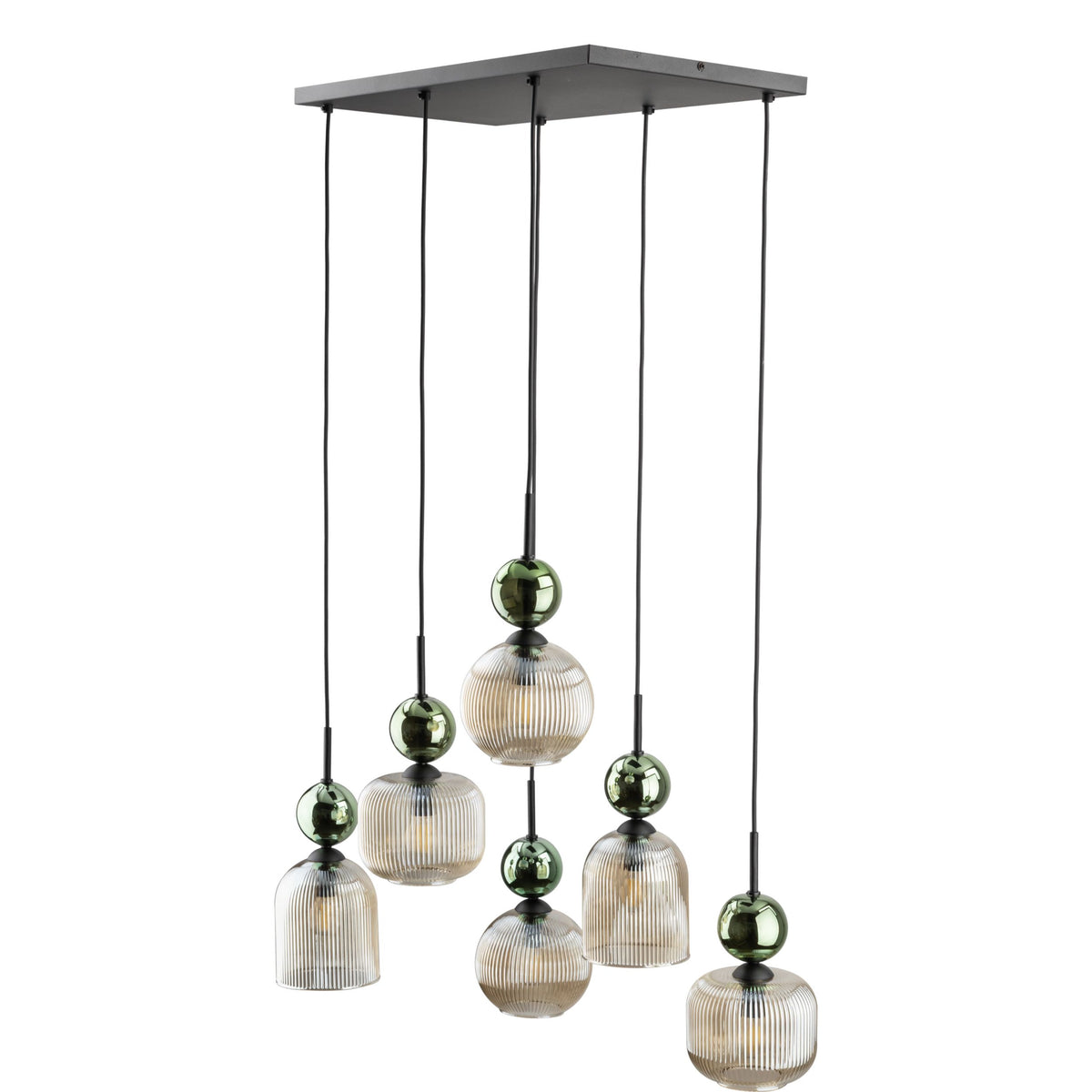 Lustră TK Lighting Sophia, verde, coniac, 6 x E14, 11150