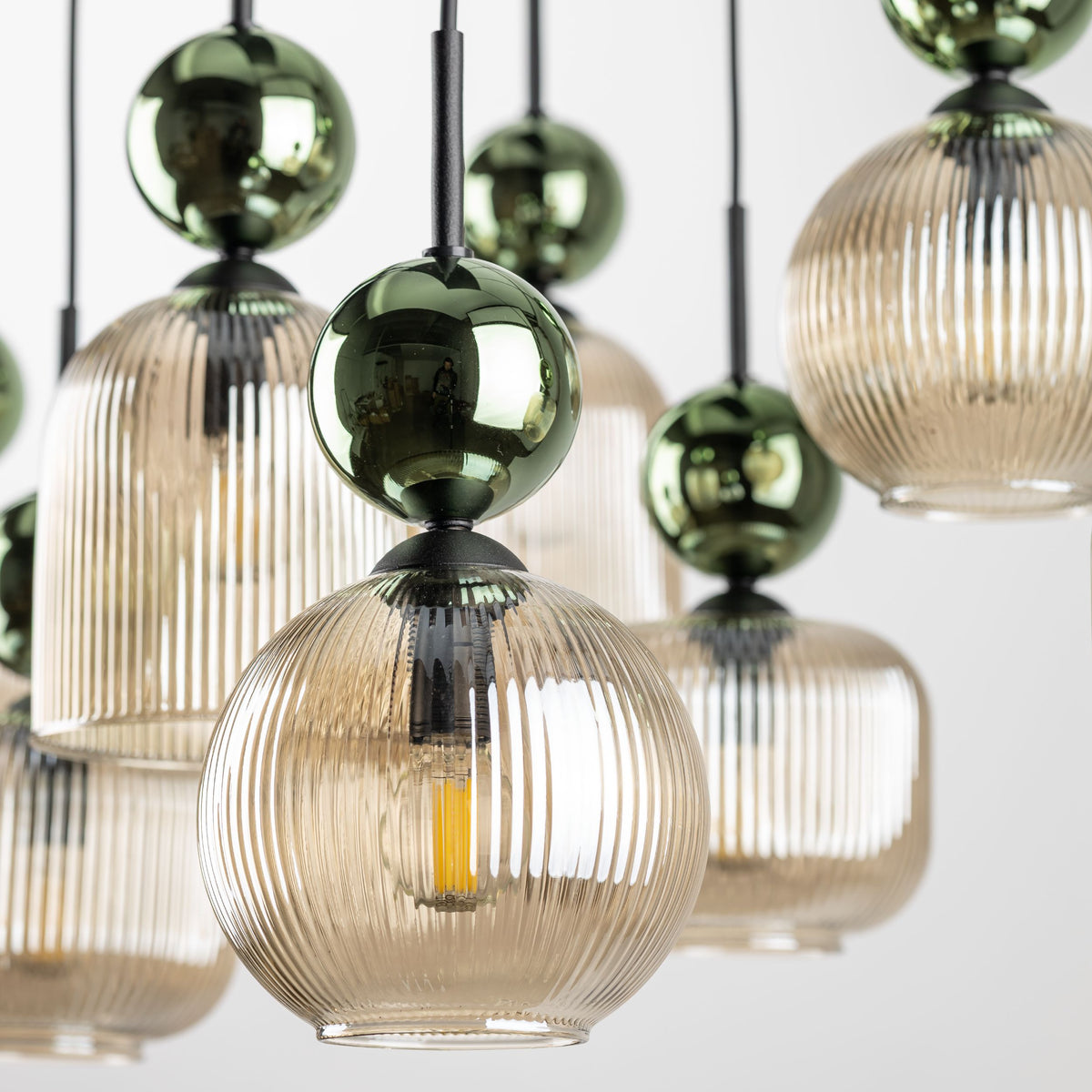Lustră TK Lighting Sophia, verde, coniac, 8 x E14, 11151
