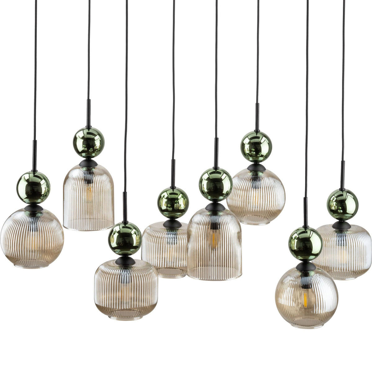 Lustră TK Lighting Sophia, verde, coniac, 8 x E14, 11151