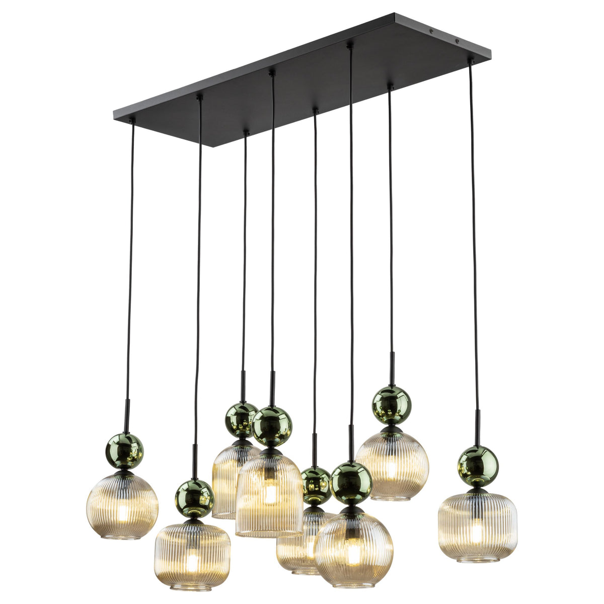 Lustră TK Lighting Sophia, verde, coniac, 8 x E14, 11151