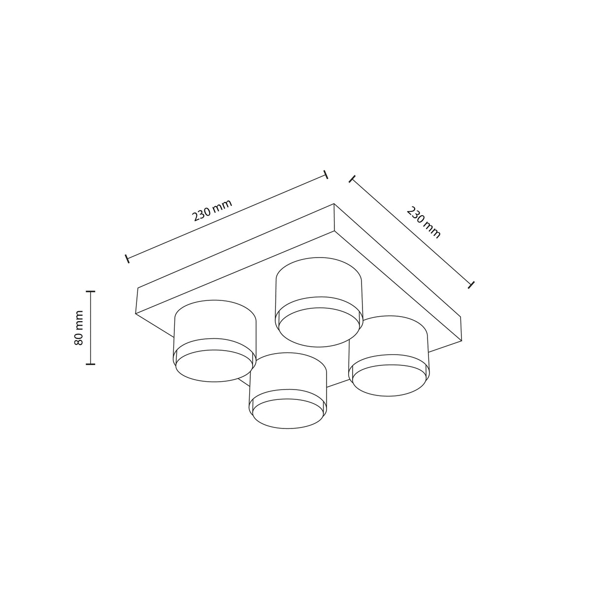Plafonieră TK Lighting Brix, galben, 4 x GX53, 11290