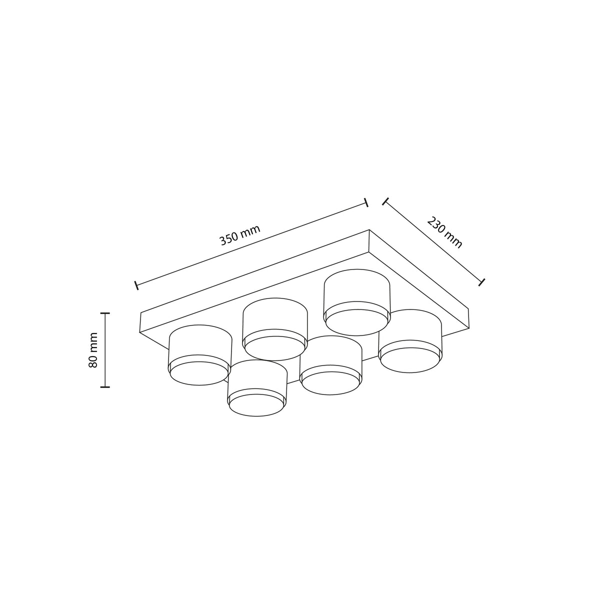 Plafonieră TK Lighting Brix, alb, 6 x GX53, 11297