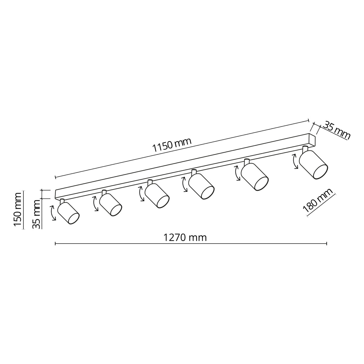 Plafonieră TK Lighting Nex, negru, 6 x GU10, 11370