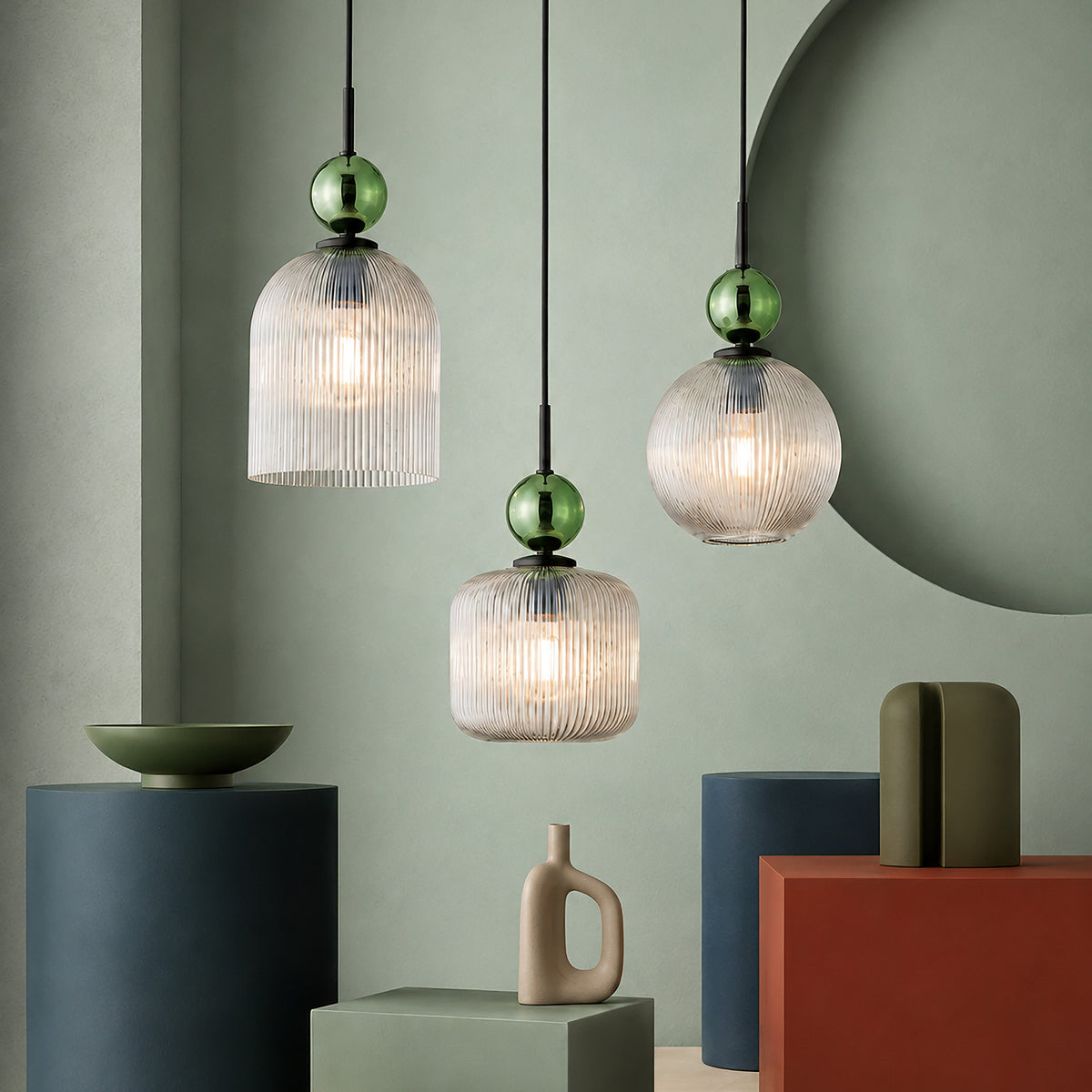 Pendul TK Lighting Sophia Big, verde, coniac, 11372