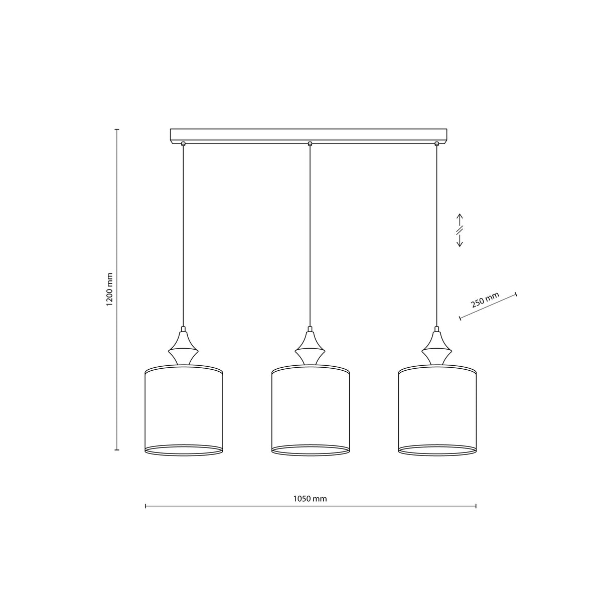 Lustră TK Lighting Amura, maro, 3 x E27, 11440