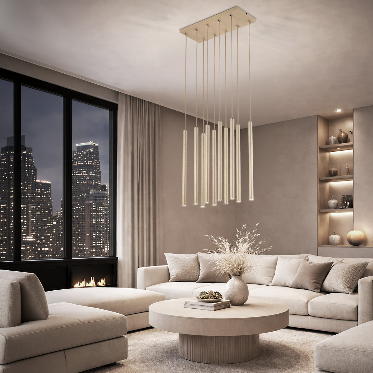 Lustră TK Lighting Ferro Bară, nisip, șampanie, 10 x G9, 11491