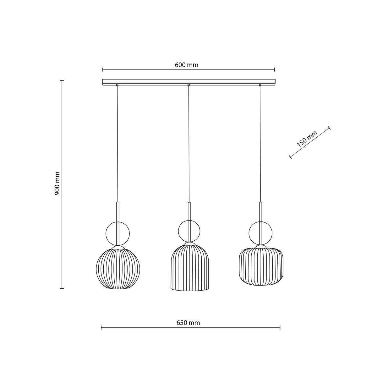 Lustră TK Lighting Sophia, coniac, alb, 3 x E14, 11591