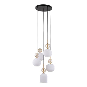 Lustră TK Lighting Sophia, coniac, alb, 5 x E14, 11593