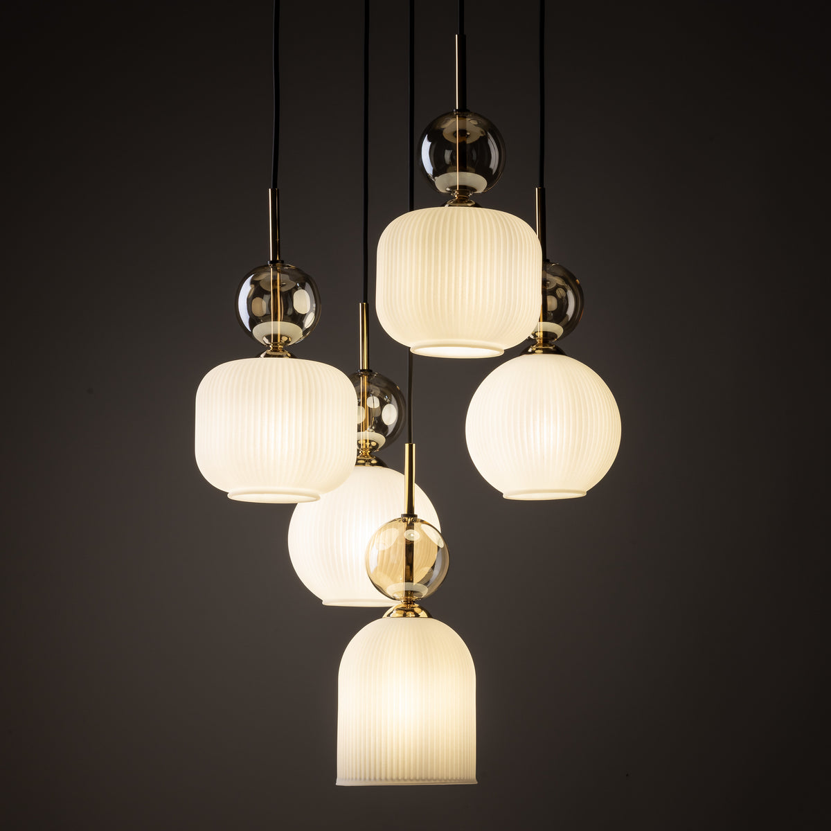 Lustră TK Lighting Sophia, coniac, alb, 5 x E14, 11593