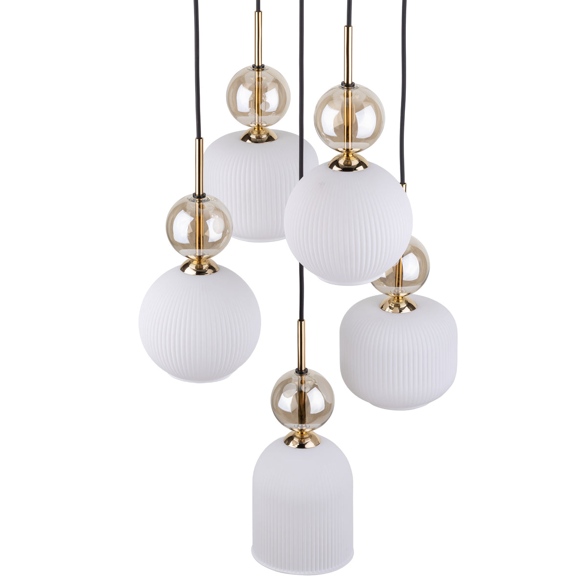 Lustră TK Lighting Sophia, coniac, alb, 5 x E14, 11593