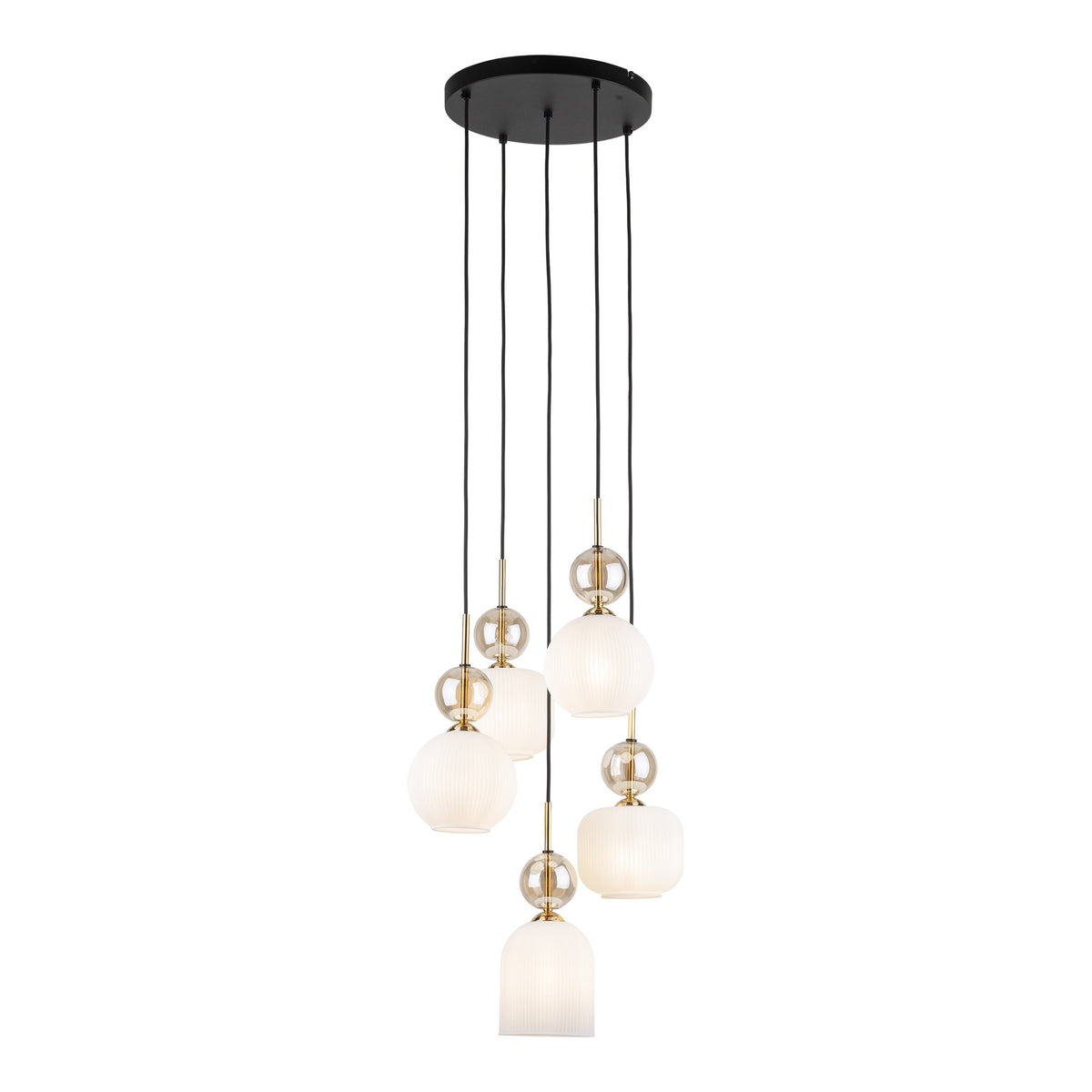 Lustră TK Lighting Sophia, coniac, alb, 5 x E14, 11593