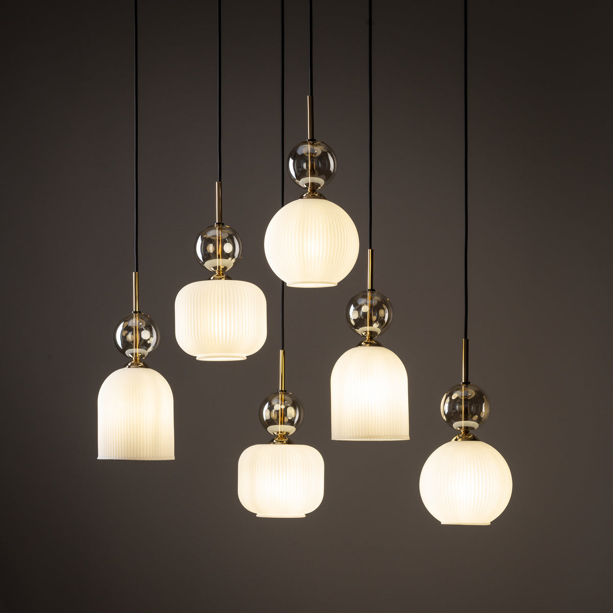 Lustră TK Lighting Sophia, coniac, alb, 6 x E14, 11594