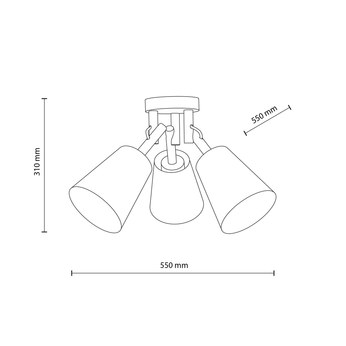 Plafonieră TK Lighting Vaio, nisip, 3 x E27, 11605