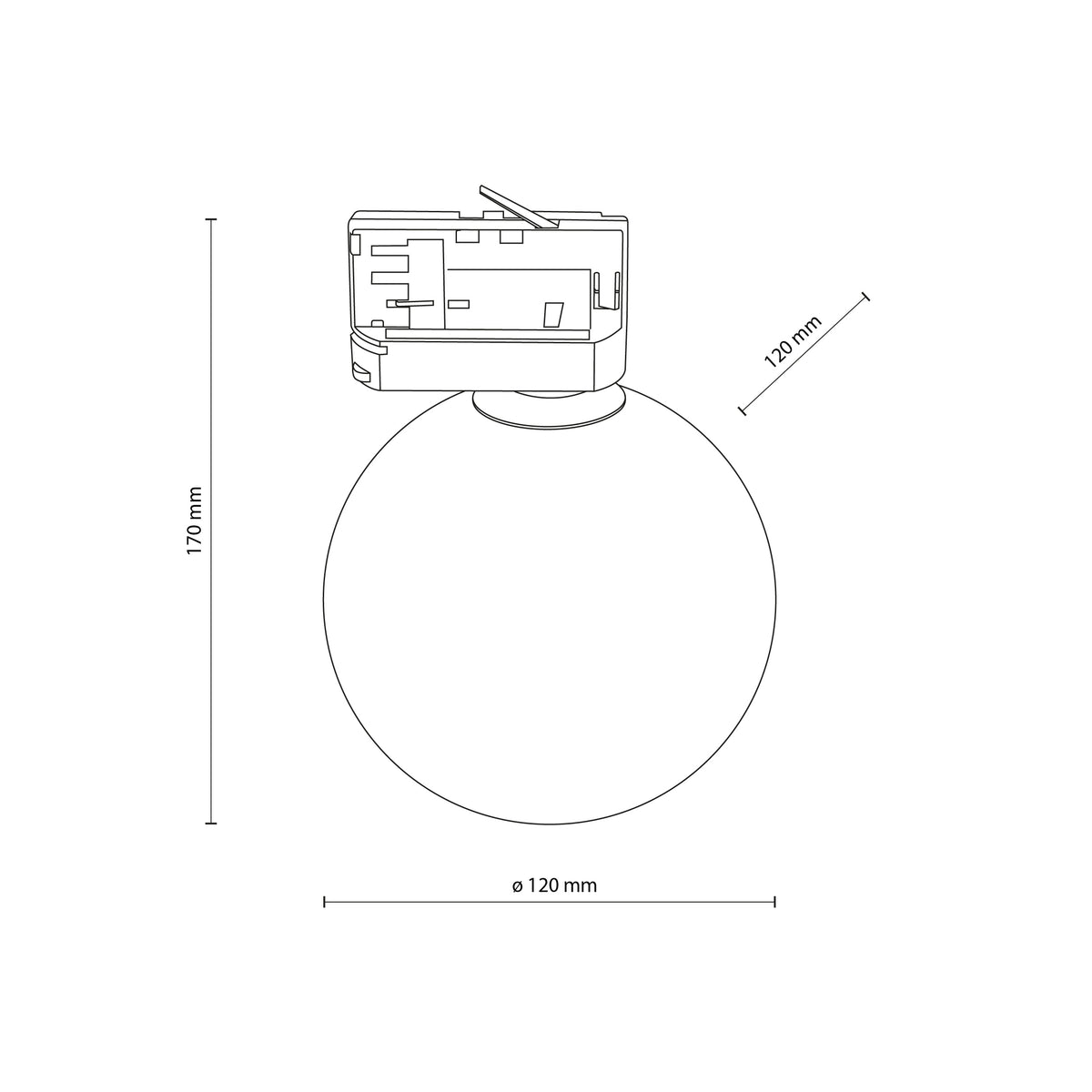 Spot pe șină TK Lighting Tracer Trifazat Glass, negru, alb, 11664