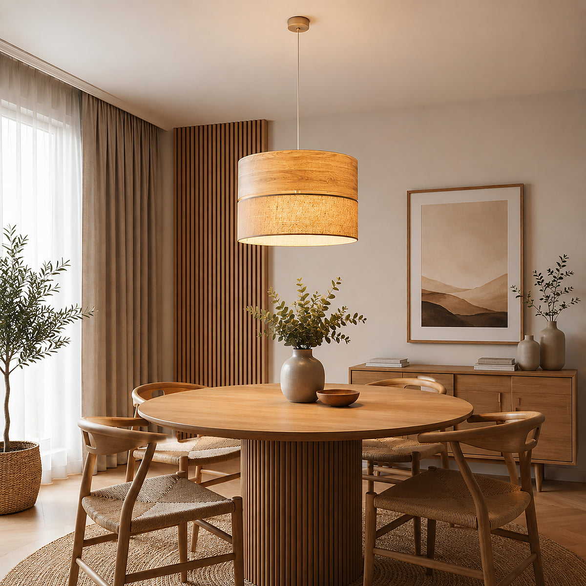 Pendul TK Lighting Dorma, lemn, iută, 11787