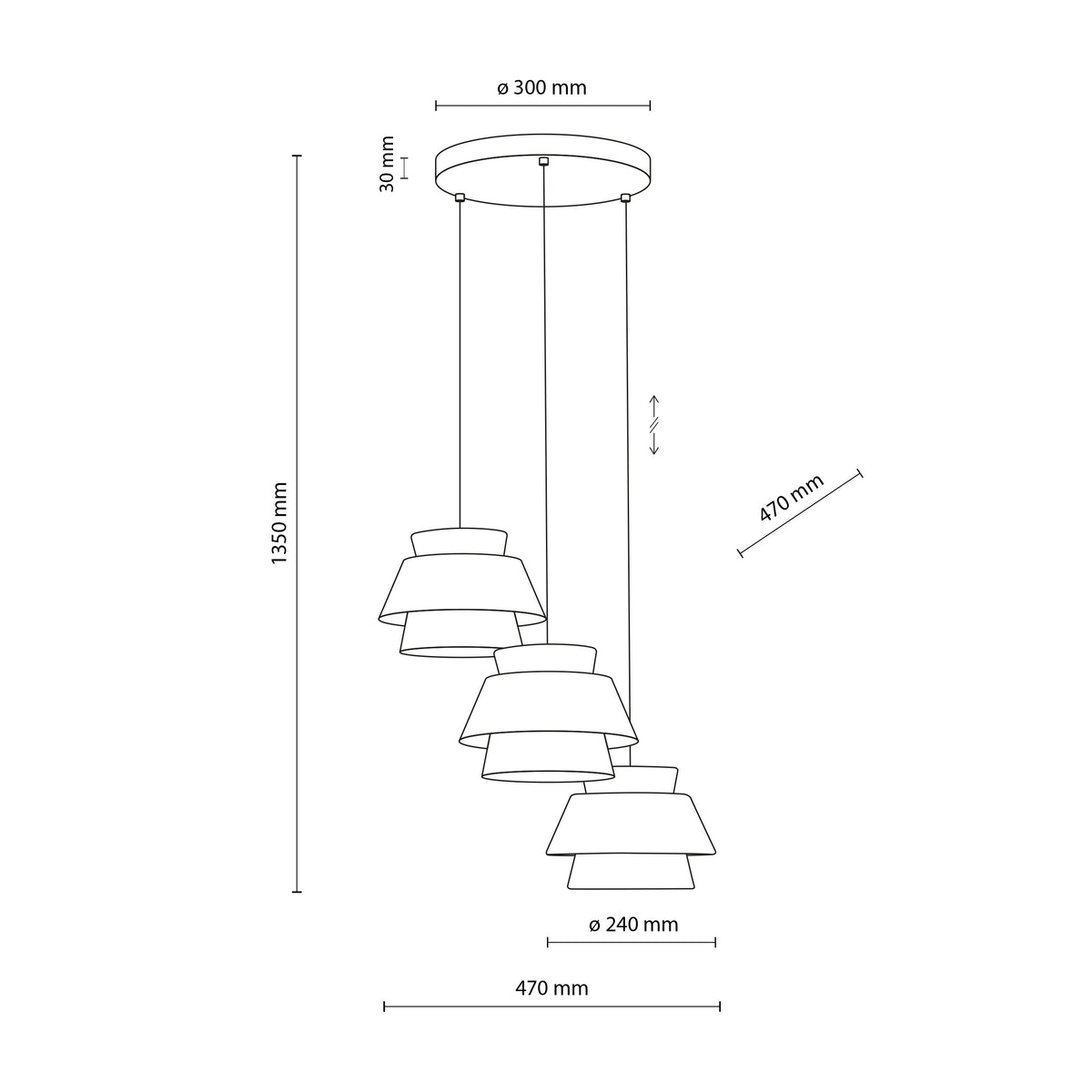 Lustră TK Lighting Kalum Rotund, lemn, 3 x E27, 11808